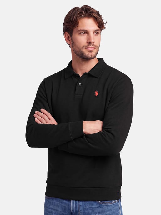 U.S. POLO ASSN. USEthaan heren sweatpolo met lange mouwen – knoopsluiting & geborduurd logo - Image 6