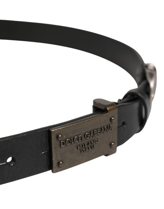 Dolce & Gabbana Heren Zwarte Klassieke Leren Riem met Logo Gesp - Image 3