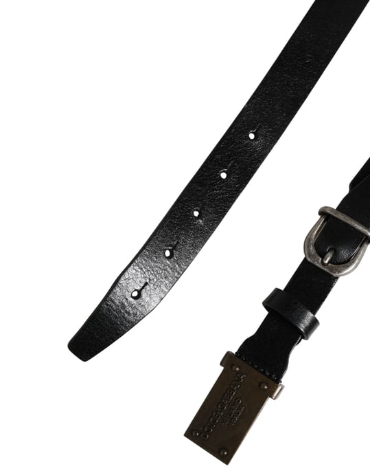Dolce & Gabbana Heren Zwarte Klassieke Leren Riem met Logo Gesp - Image 6
