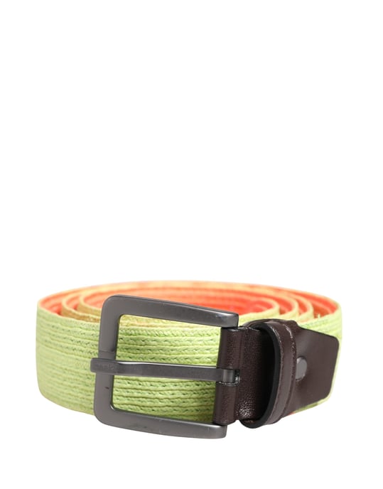 Malo Green Orange Braided Metal Buckle Waist Cintura Belt - Image 1