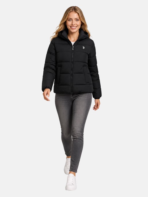 U.S. POLO ASSN. women’s quilted winter jacket – lined hood & high collar - Image 4