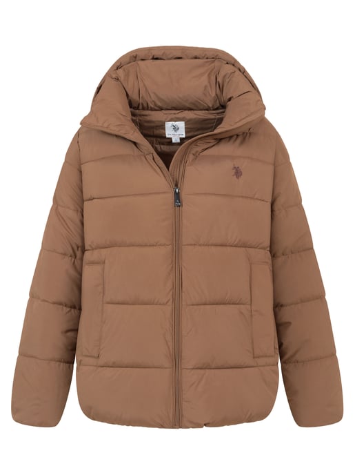 U.S. POLO ASSN. women’s quilted winter jacket – lined hood & high collar - Image 1