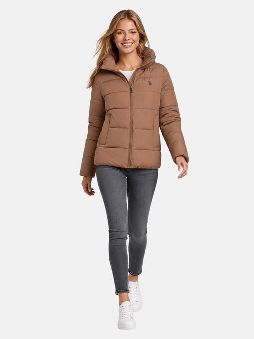 U.S. POLO ASSN. women’s quilted winter jacket – lined hood & high collar - Image 4