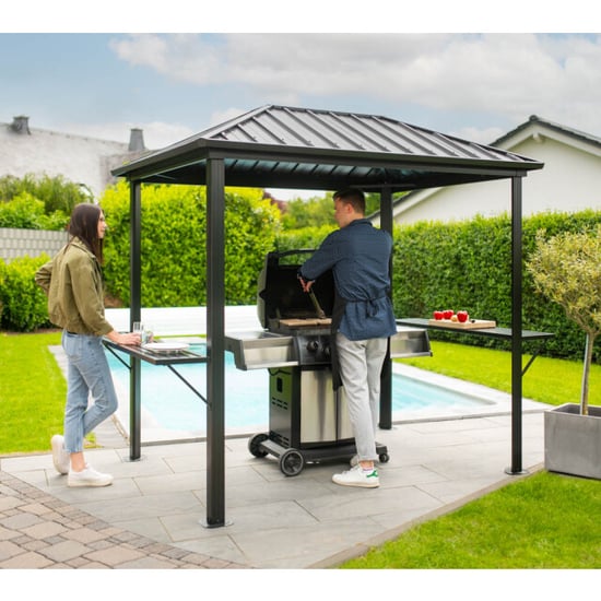 Sojag Dakota 68 aluminium bbq grillpaviljoen met zijplanken 2x2,5 m - Image 6