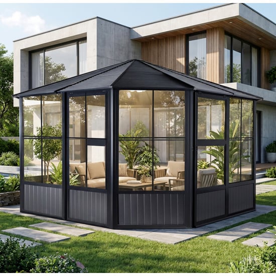 Sojag Charleston aluminium paviljoen met zijpanelen 4x4m - - Image 4