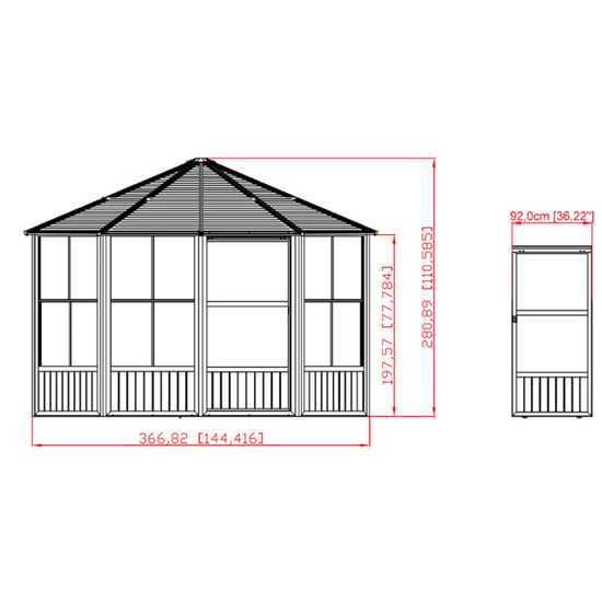 Sojag Charleston aluminium paviljoen met zijpanelen 4x4m - - Image 5