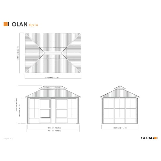 Sojag Olan paviljoen met zijwanden incl. muggennet 4x3 m - - Image 5