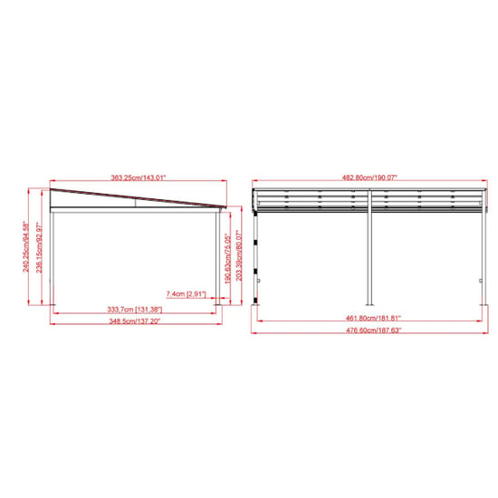 Sojag St.barth aluminium terrasoverkapping 363x483x240 cm- - Image 6