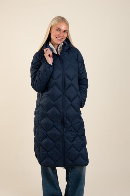 Blue Lightweight Water Resistant Longline Quilted Jacket - Image 1