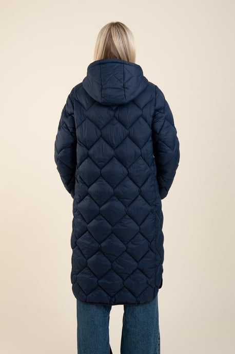 Blue Lightweight Water Resistant Longline Quilted Jacket - Image 2