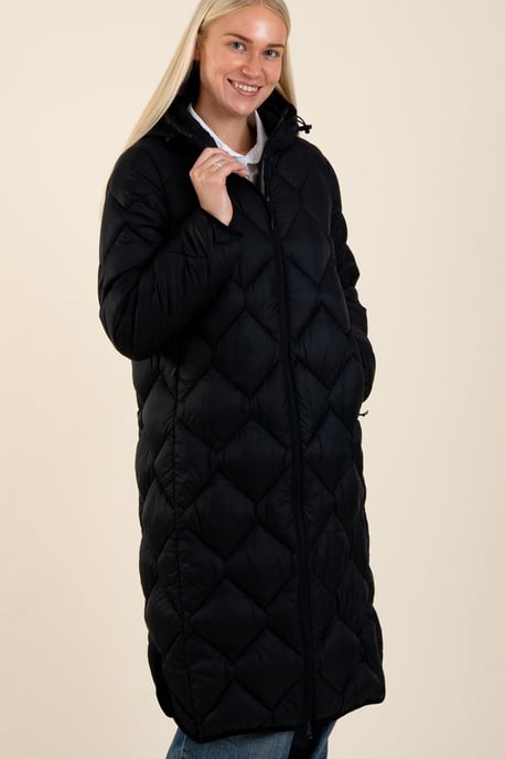Black Lightweight Water Resistant Longline Quilted Jacket - Image 1