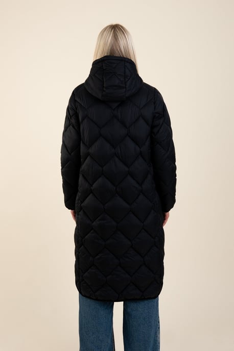 Black Lightweight Water Resistant Longline Quilted Jacket - Image 2