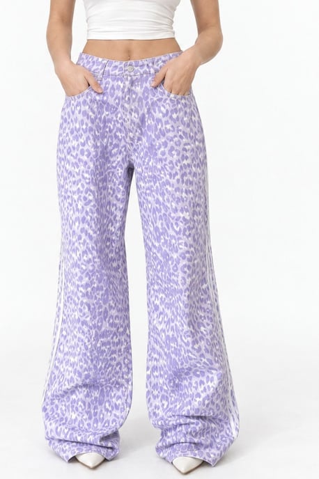 High Waist Wide Leg Leopard Trousers - Image 1