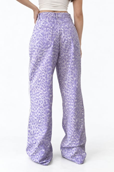 High Waist Wide Leg Leopard Trousers - Image 2