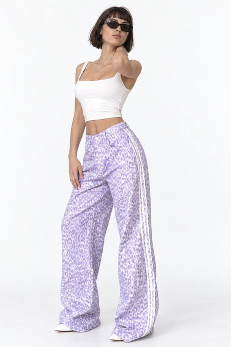 High Waist Wide Leg Leopard Trousers - Image 3