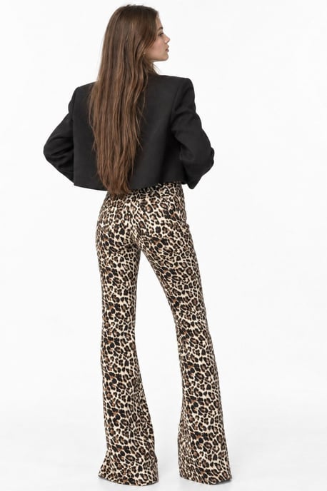 High Waist Wide Leg Leopard Trousers - Image 3