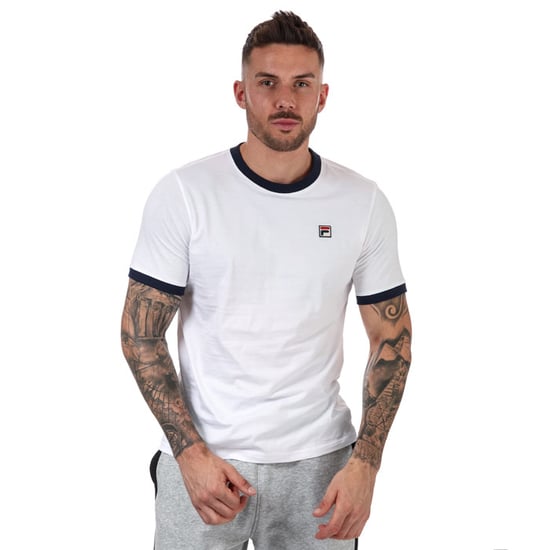 Fila Marconi Essential T-shirt met contrasterende bies voor heren, wit-marineblauw - Image 1