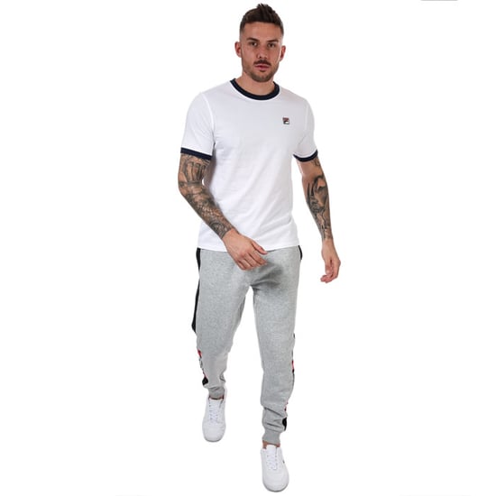 Fila Marconi Essential T-shirt met contrasterende bies voor heren, wit-marineblauw - Image 3
