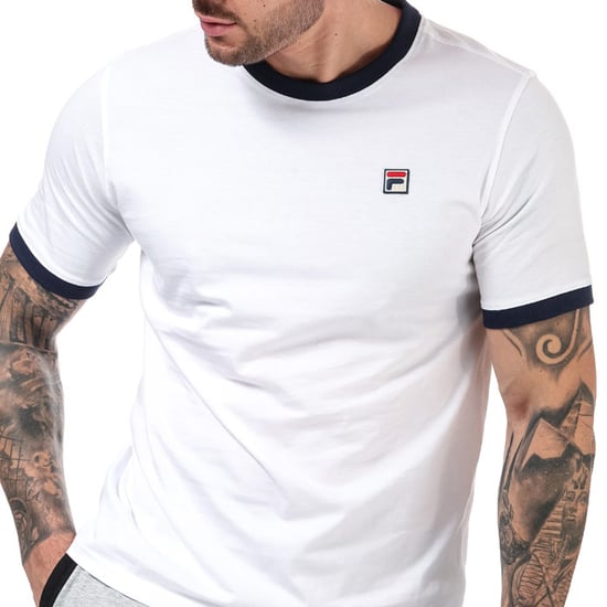 Fila Marconi Essential T-shirt met contrasterende bies voor heren, wit-marineblauw - Image 5