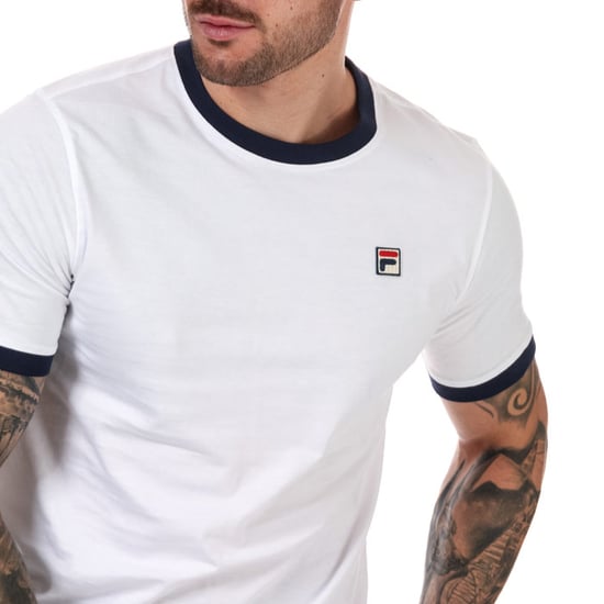 Fila Marconi Essential T-shirt met contrasterende bies voor heren, wit-marineblauw - Image 6
