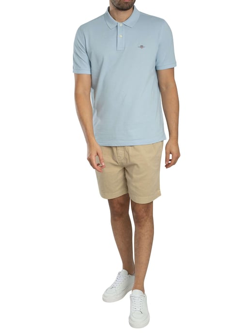 Shield Logo Regular Fit Pique Polo in Light Blue - Image 5