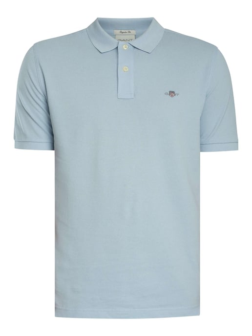 Shield Logo Regular Fit Pique Polo in Light Blue - Image 6