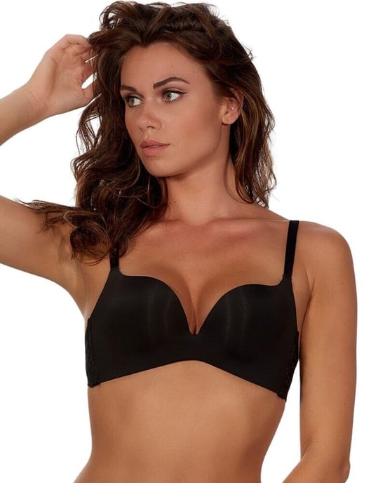 After Eden Basic Non Wired Push Up Bra - Black - Image 1