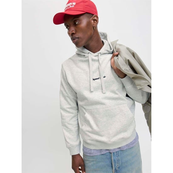 Men's Jack and Jones Hoodie in White Melange - Image 6