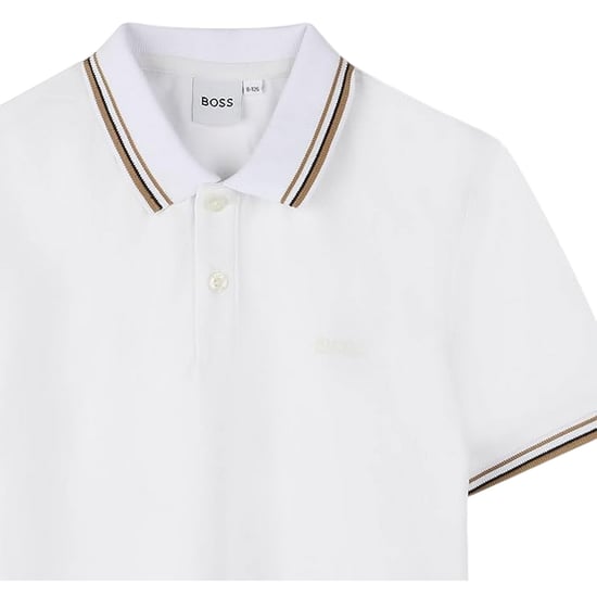 Boss Childrens/Kids Tonal Logo Polo Shirt (White) - Image 3