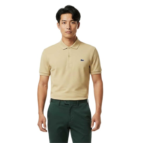 Lacoste Mens Chest Logo Regular Polo Shirt (Beige) - Image 4
