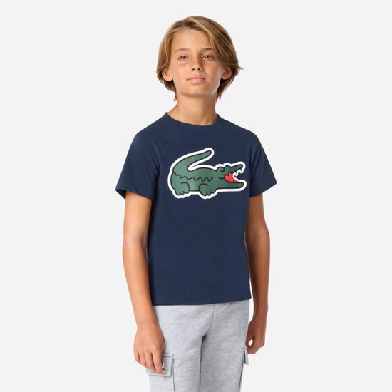 Lacoste Childrens/Kids Big Logo Cotton Blend T-Shirt (Marine Blue) - Image 3