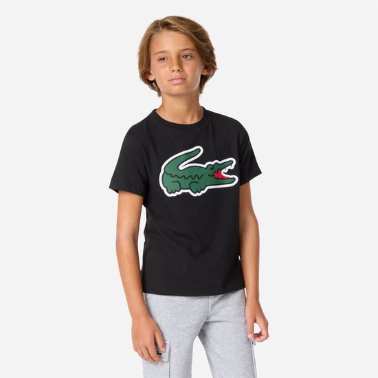 Lacoste Childrens/Kids Big Logo Cotton Blend T-Shirt (Black) - Image 4
