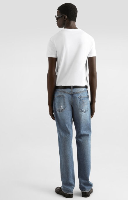 Dolche&Gabanna Cotton Jersey T-Shirt with metal branded tag White - Image 3