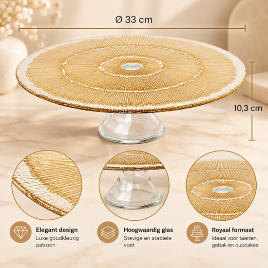 Casa di Elturo Taartplateau aurelia op voet – glazen taartschaal – – Ø 33 x h. 10,3 cm - Image 3