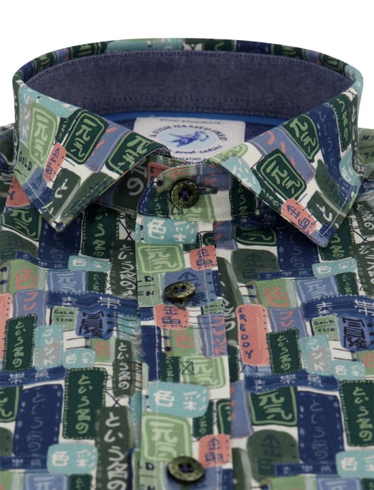 Overhemd A Fish Named Fred blauw labels print - Image 3