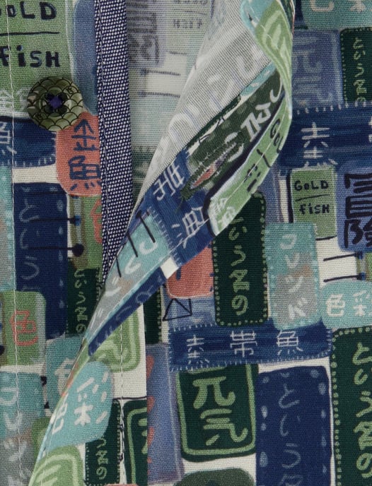 Overhemd A Fish Named Fred blauw labels print - Image 4