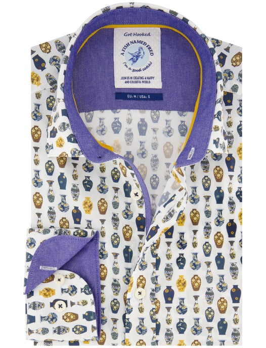 Overhemd A Fish Named Fred wit Vazen print - Image 2