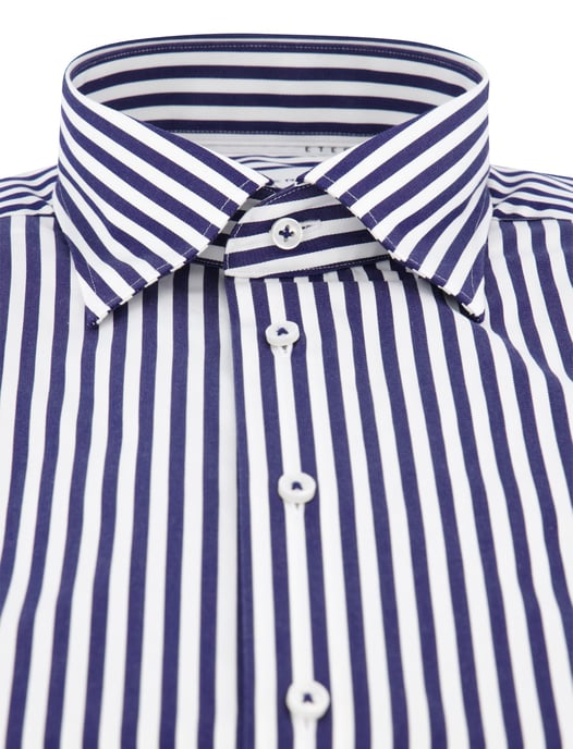 Eterna overhemd donkerblauw gestreept katoen modern fit - Image 3