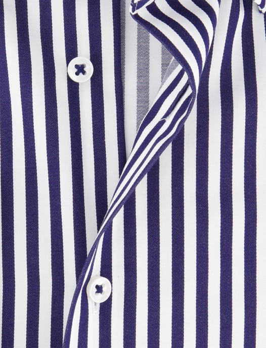 Eterna overhemd donkerblauw gestreept katoen modern fit - Image 4