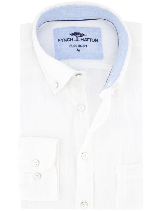 Fynch Hatton overhemd wit linnen button-down - Image 1