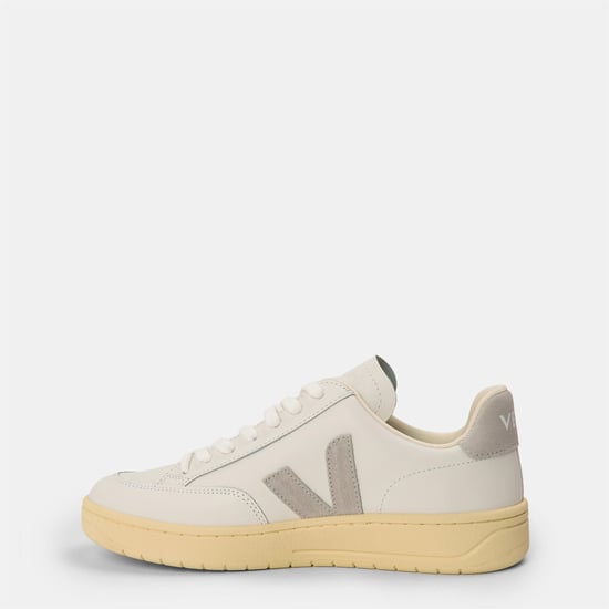 Women's VEJA V Leather Court Trainers in White/Grey - Image 2