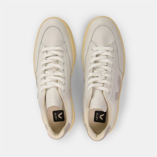 Women's VEJA V Leather Court Trainers in White/Grey - Image 5