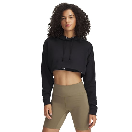 Women's Under Armour Tery Cropped quarter Zip Fleece in Black - Image 2