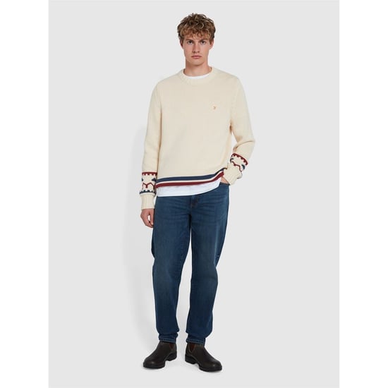 Men's Farah Alverstone Regular Fit Long Sleeve Sweater in Cream - Image 2
