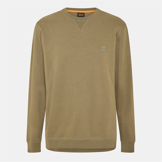 Men's Boss Westart Crew Sweatshirt, Premium Cotton in Open Green 342 - Image 1