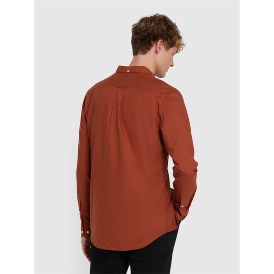 Men's Farah Long Sleeve Shirt in Teak - Image 2