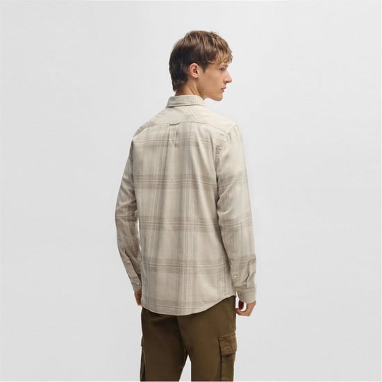 Men's Boss Regular Fit Long Sleeve Shirt in Light Beige 273 - Image 2