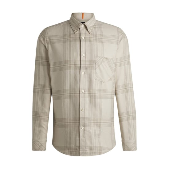 Men's Boss Regular Fit Long Sleeve Shirt in Light Beige 273 - Image 6