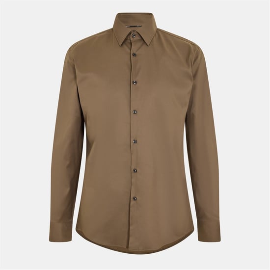 Men's Boss Point Collar Long Sleeve Regular Fit Oxford Shirt in Green - Image 1