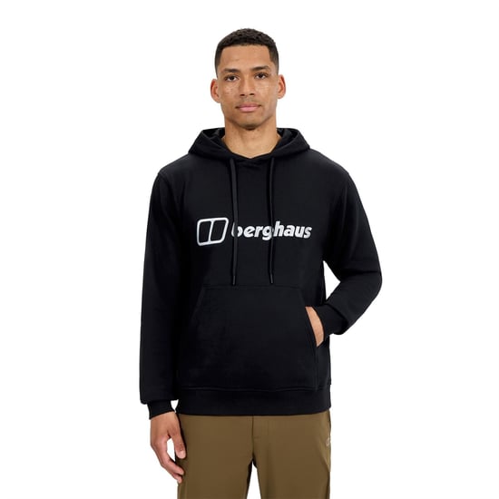 Men's Berghaus Wordmark Hooded Neck Long Sleeve Sweatshirt in BLACK/BLACK - Image 3